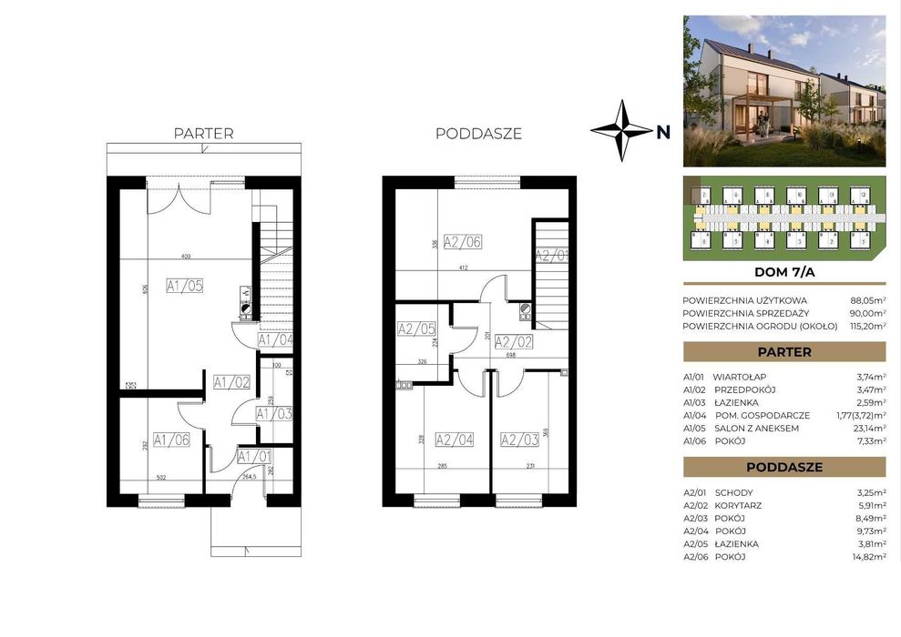 Nowy bliźniak, zamknięte osiedle, miejsce na 2 auta - pod Mrokowem