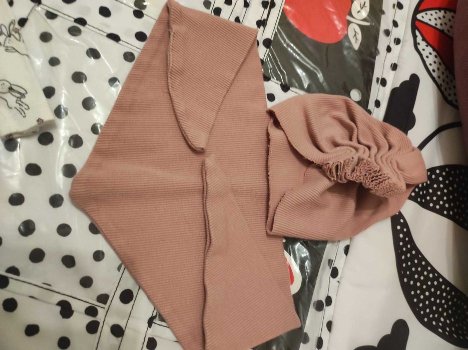 Komplet niemowlęcy czapka i chusta obw. 36/40 cm