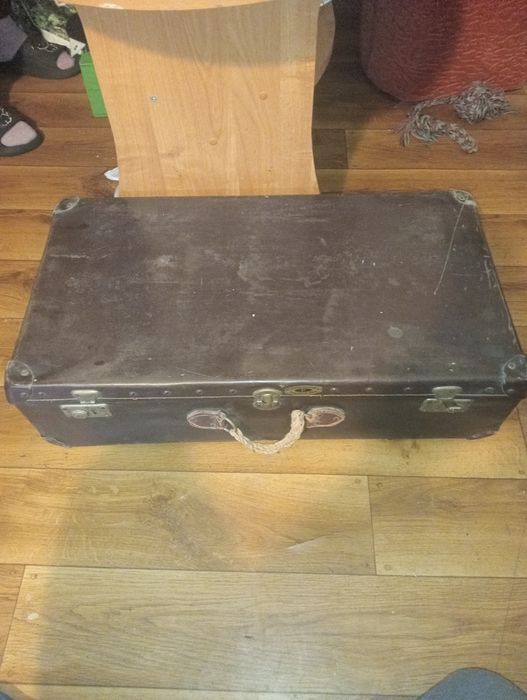 Stara walizka skórzana retro USA Fibre