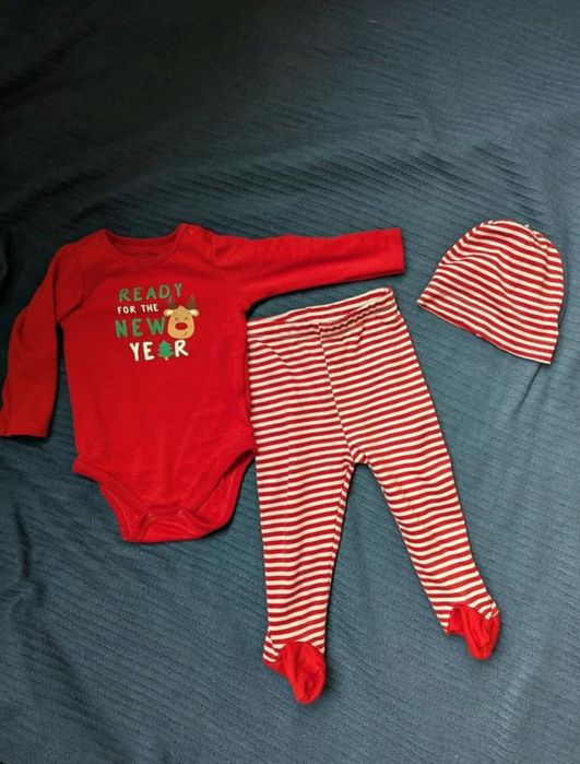 Набір новорічний - боді для фотосесії, штанці і шапочка