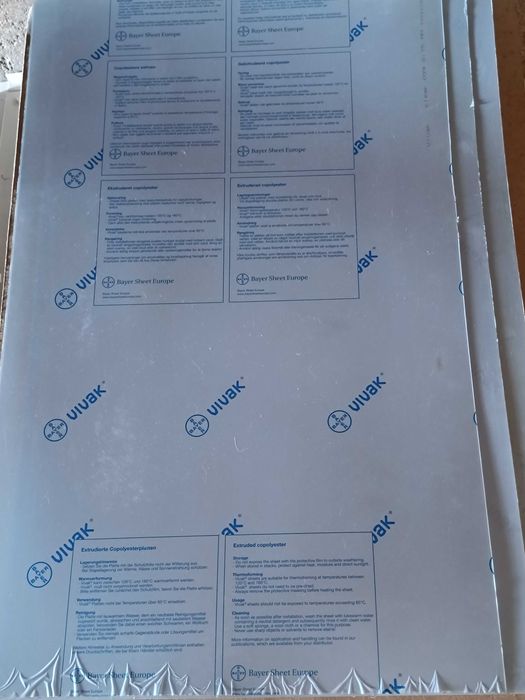 3 Folhas Novas de plástico transparente PETG Vivak 120x60cm