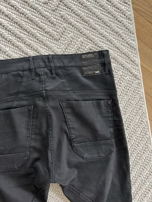 Jeansy męskie powlekane Jack & Jones woskowane czarne anti fit dan