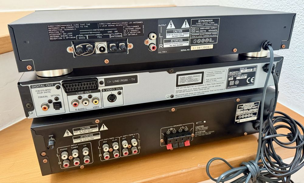 Conjunto Hi-Fi Pioneer Vintage – A-119 + F-229L + Sony CD/DVD DVP-NS405