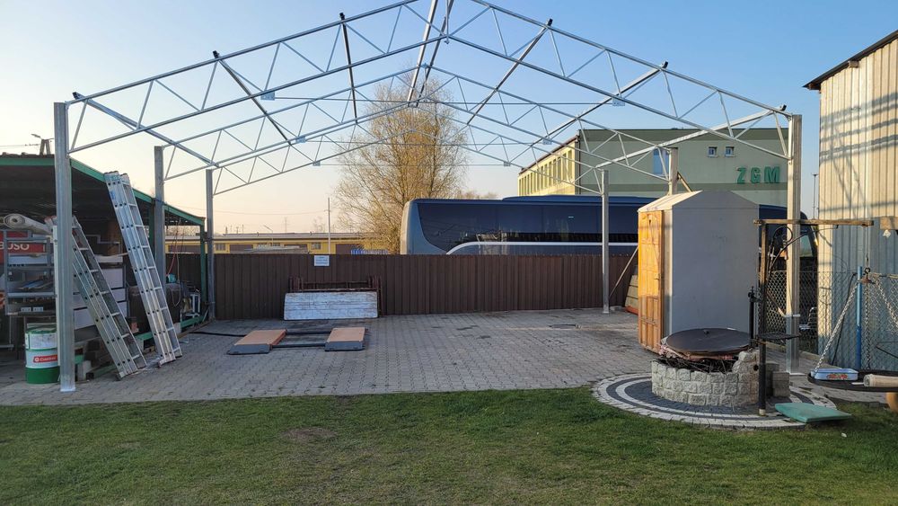 KONSTRUKCJA WIATA OCYNKOWANA 8x16 Garaż Magazyn Hala Rolna Blaszak