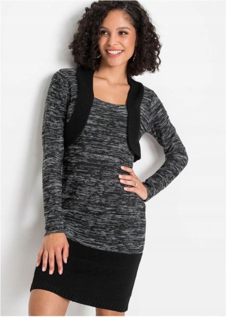 Szara dzianinowa sukienka 2w1 r.36/38