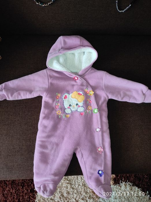 Теплый комбинезон для девочки рост 68