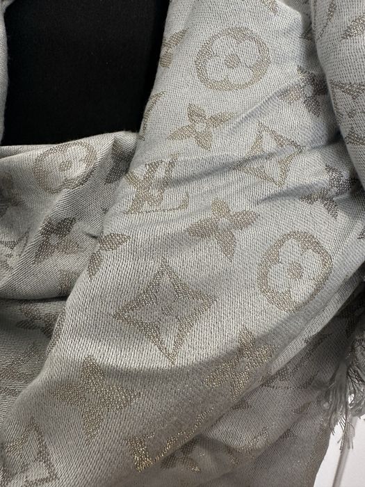 Chusta szal louis vuitton szaro zlota lv