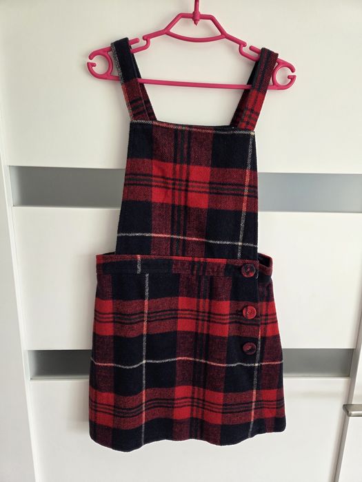 Sukienka ogrodniczka kratka święta F&F r.6-7lat 122cm