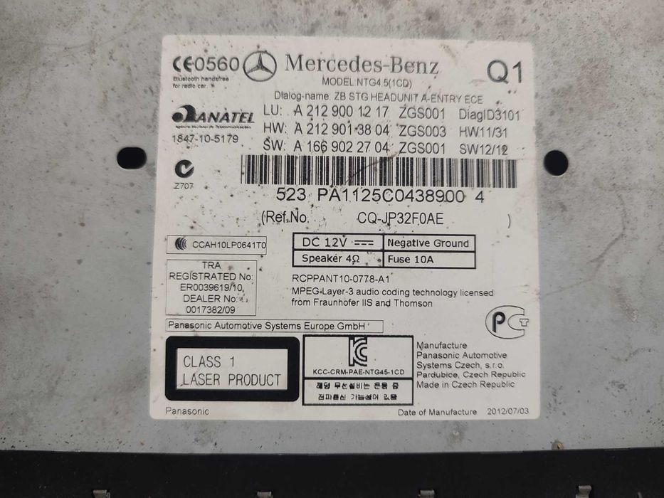 Rádio ntg 4.5 Mercedes