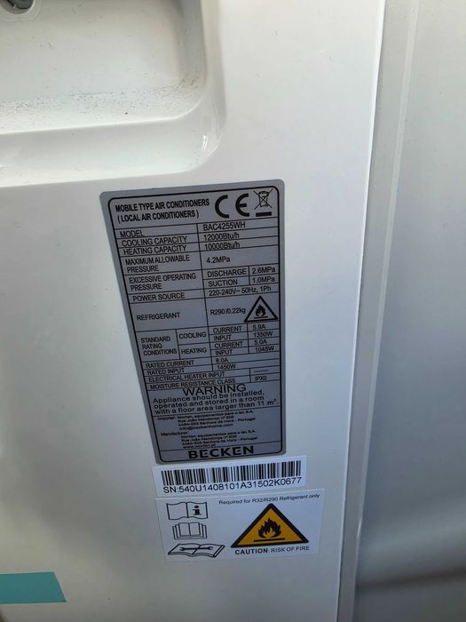 Ar Condicionado Portátil BECKEN  – 12000