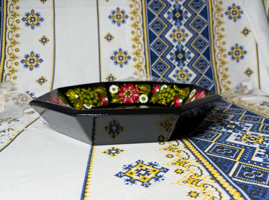 Цукерниця, фруктовниця, тарілка, посуд, петриківський розпис