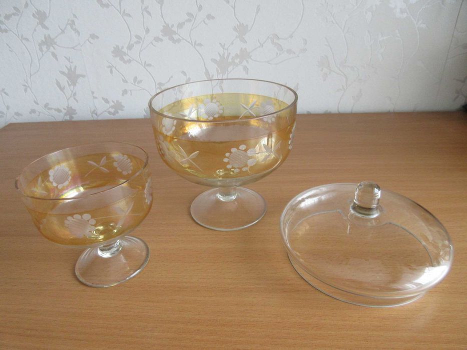 Cukiernica bomboniera szklana vintage retro PRL