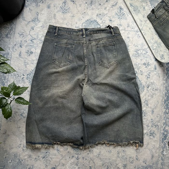 Baggy jeans jorts shorts y2k sk8 flared широкі оверсайз racer jaded london balenci bootcut washed сині довгі джинсові шорти реп беггі багги