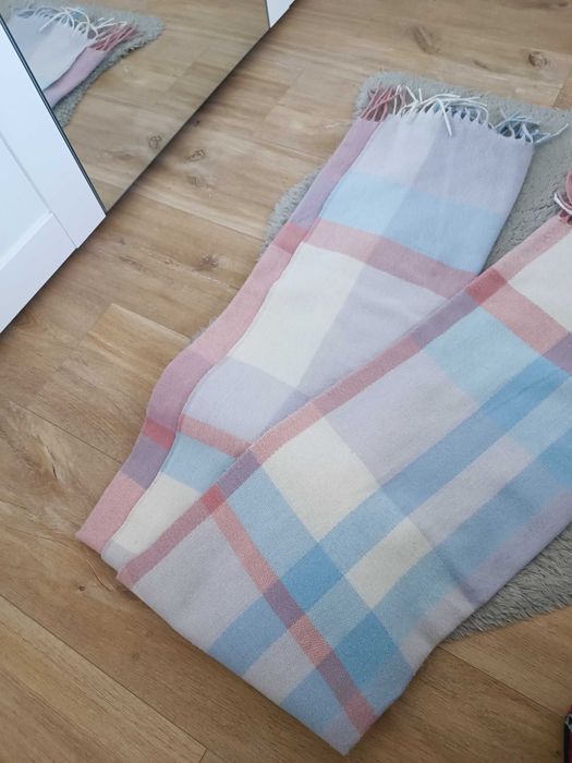 Szal damski w kratę mohito różowy biały niebieski fioletowy
