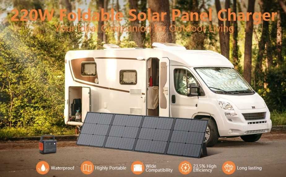 Painel Solar Dobrável 220W 40V Monocristalino Alto Rendimento