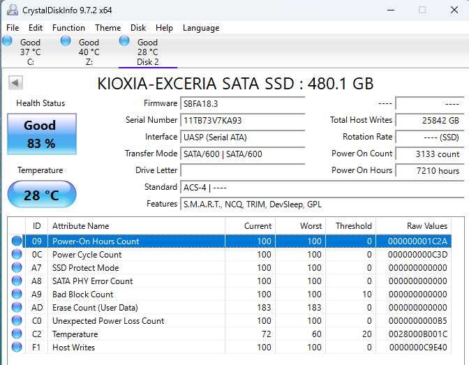 Ssd Kioxia Exceria 480Gb - Bom estado
