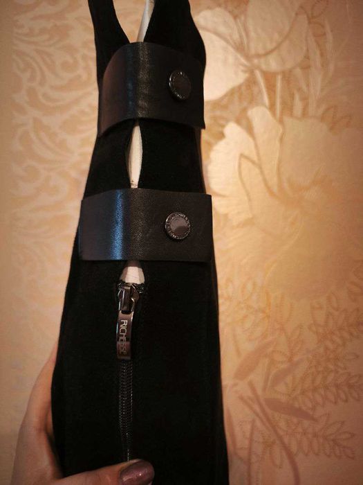 Стильні жіночі чобітки ботфорти, замшеві, осінь - весна, розмір 40