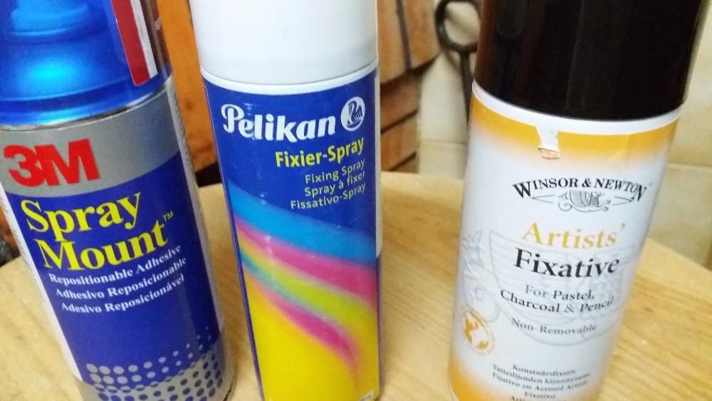 Latas e Tinta, cola e spray fixador