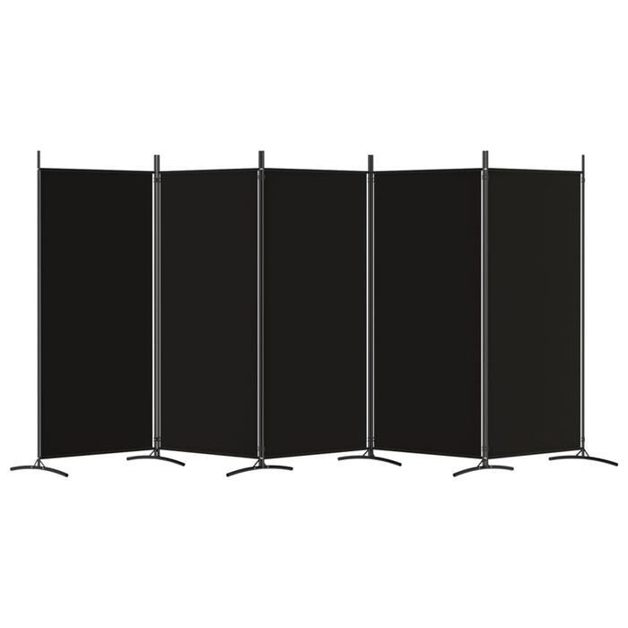 vidaXL Parawan 5-panelowy, czarny, 433x180 cm, tkanina