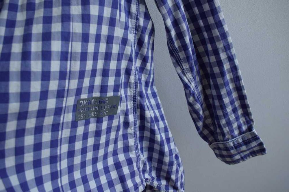 DKNY koszula w kratkę biało fioletowa m
