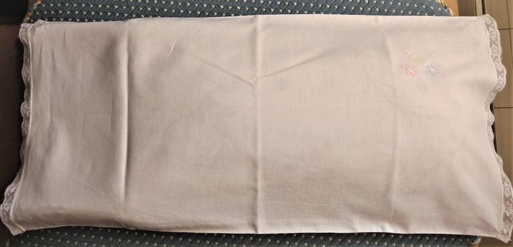 Fronha Almofada de Dormir Bebé/Criança c/ Renda e Bordada 100% Algodão