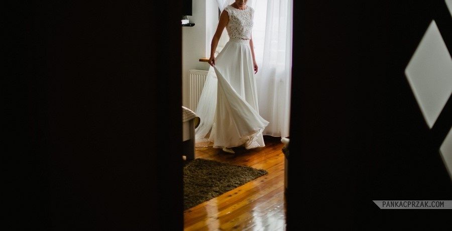 suknia ślubna dwuczęściowa + welon