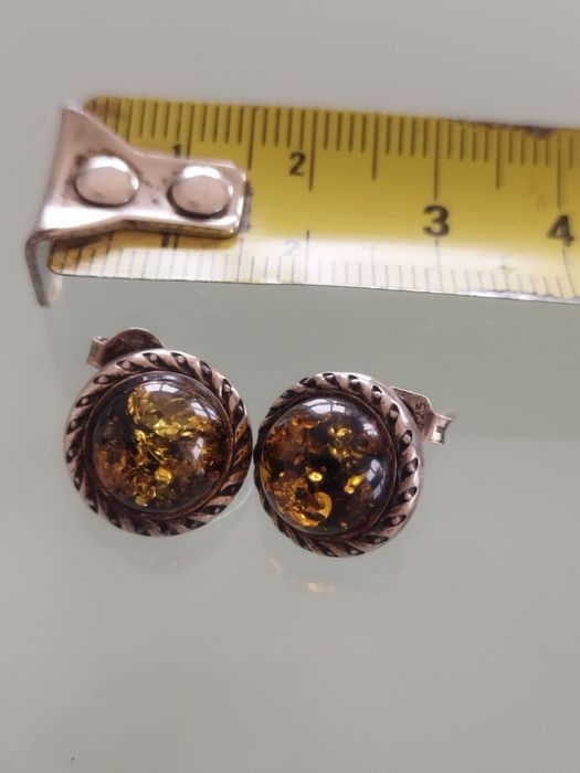 Lindos brincos de prata e âmbar