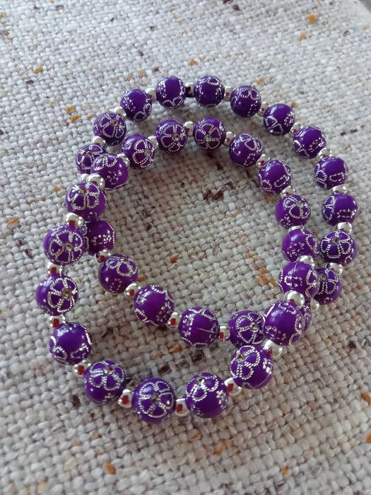 fioletowy komplet bizuterii