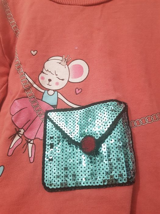 Koralowa bluza z Myszką rozmiar 122