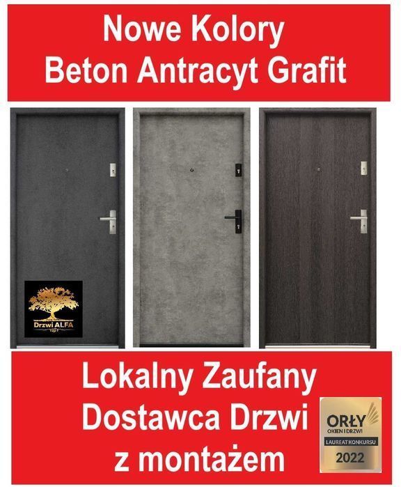 Drzwi wejściowe z montażem sprawdzona oferta beton antracyt grafit