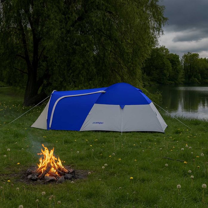 Mocny Wytrzymały Namiot Turystyczny Kempingowy Wodoodporny 3 osobowy