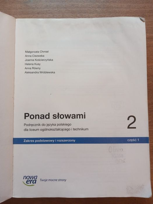 Podrecznik Ponad słowami 2 część 1 do liceum i technikum