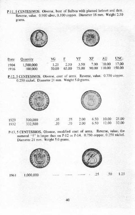 Panamá  - - - Catálogo de Moedas do Panamá - - - - - Livro de Moedas