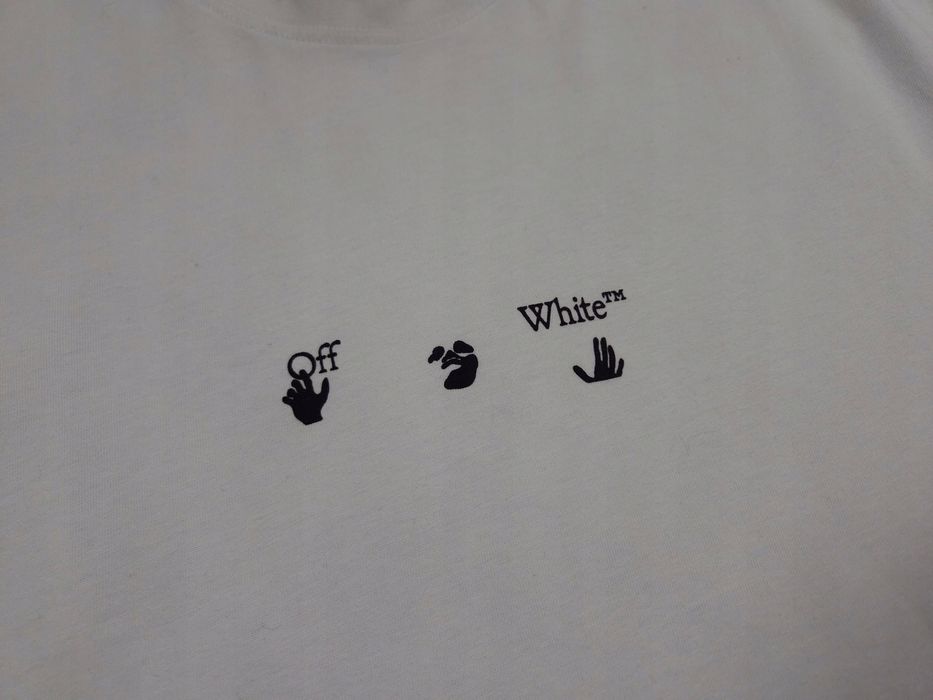 OFF-WHITE Koszulka T-Shirt Męska Biała Logowana r. L