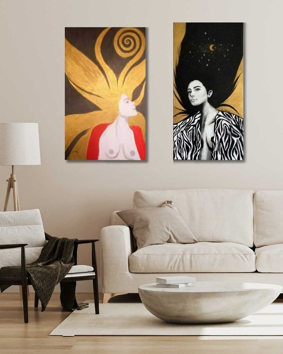 Arte contemporânea autoral de luxo acrílico e grafite sobre tela 70x120cm by AlexA