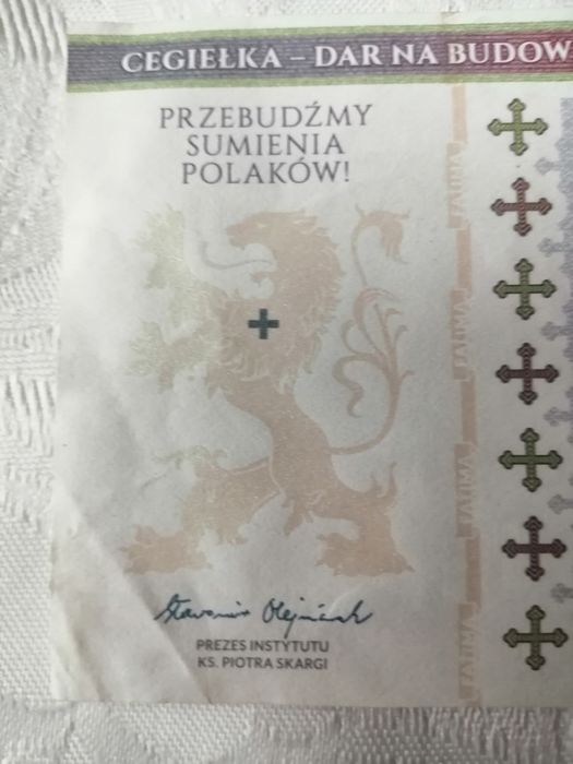 Cegiełka - dar na budowę