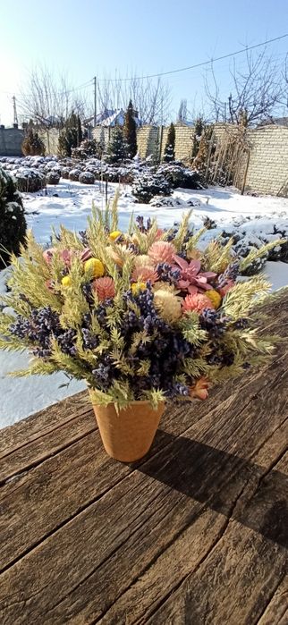 Композиція з натуральних сухоцвітів. Букет. Подарунок. Еко стиль.