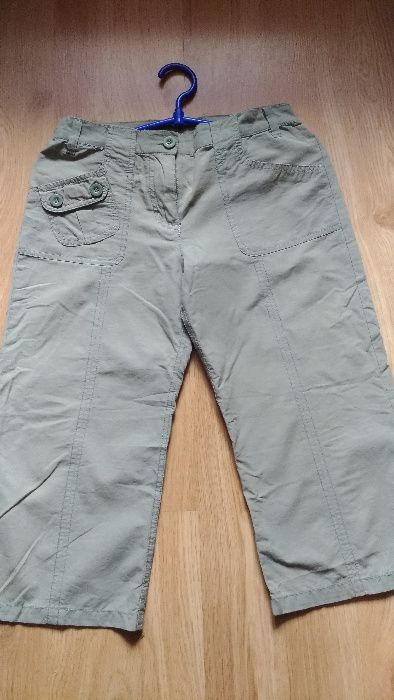 Jasnozielone,damskie spodnie rybaczki, długość 3/4 - rozm.158cm