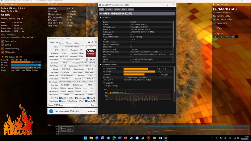 Видеокарта Asus Rog Strix RX 570 8gb