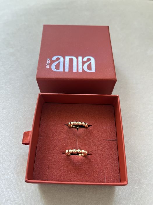 Złote kolczyki Ania Kruk koła 1cm z łączonych kulek
