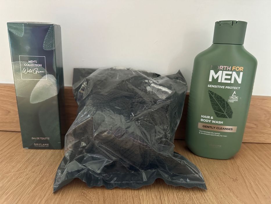 Perfume Wild Green + Gel de Banho/Cabelo + Esponja Banho North for Men