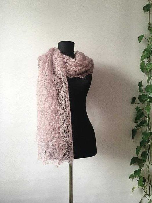 Палантин кольору припиленої троянди з мохеру