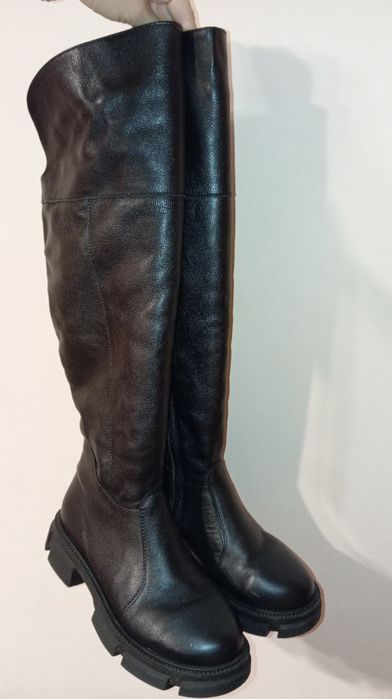 Сапожки 25 см шкіряні зимові ботфорди жін 40 розм