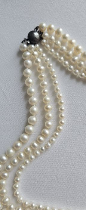 Perły  słodkowodne. Naszyjnik potrójny