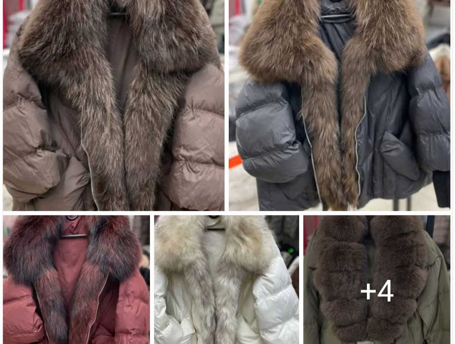 Kurtka puchowa zimowa nowa kolekcja lisy futro