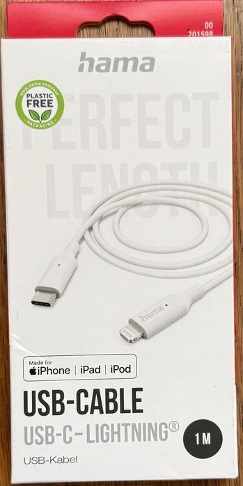 Cabo Hama USB C para Lightning- novo, 3 anos de garantia