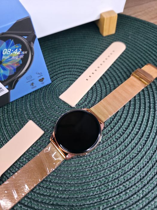 Złoty Smartwatch Damski LIGE 5 Połączenia Bluetooth • 2 paski • NOWY