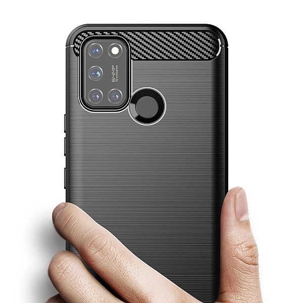Etui Elastyczne Carbon Case + Szkło Hartowane do Realme 7i