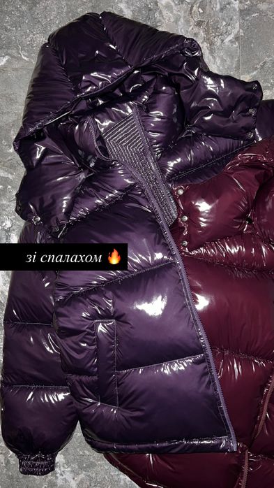 ЗНИЖКА на 58см Лаковий пуфер глянець жіночий куртка бургунді бордо