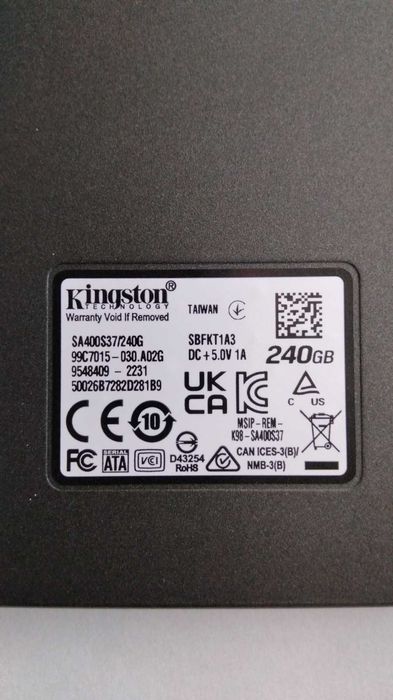 Накопитель SSD Kingston A400 (SA400S37/240G) - 240Gb - SATAIII - Жесткий диск (HDD) - 2.5" - Новый !